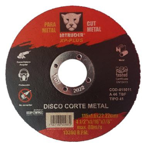 Imagen de DISCO INTRUDER CORTE METAL 4 1/2"X1/16"X7/8"