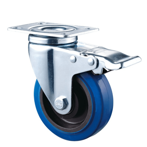 Imagen de RUEDA GIRATORIA DE 3" EN HULE AZUL C/ FRENO CAPACIDAD 90KG