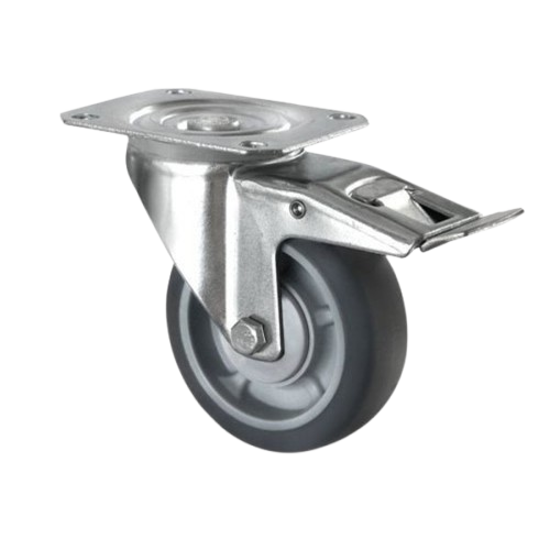 Imagen de RUEDA GIRATORIA 4 X 2" HULE NEGRO CAUCHO CON FRENO