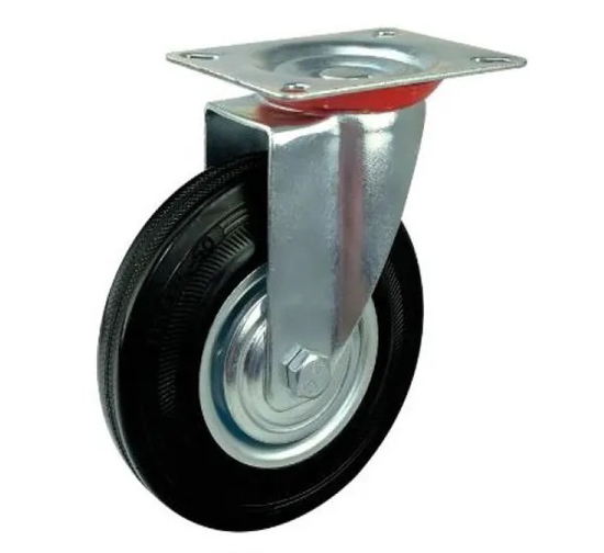 Imagen de RUEDA GIRATORIA DE PLACA 8X2" HULE NEGRO CAPACIDAD 400KG