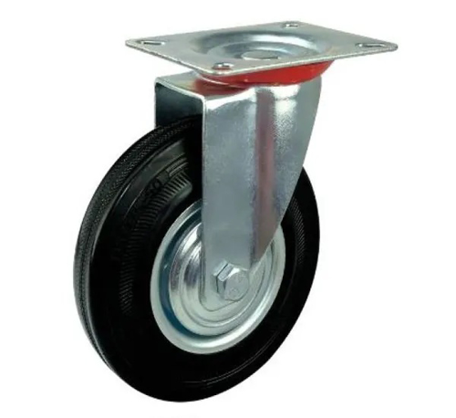 Imagen de RUEDA GIRATORIA DE PLACA 8X2" HULE NEGRO CAPACIDAD 400KG
