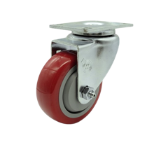 Imagen de RUEDA GIRATORIA DE 3" POLIURETANO  ROJO/NEGRO CAPACIDAD 90KG