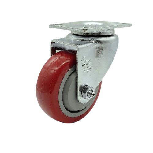 Imagen de RUEDA GIRATORIA DE 3" POLIURETANO  ROJO/NEGRO CAPACIDAD 90KG