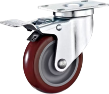 Imagen de RUEDA GIRATORIA DE 3" POLIURETANO ROJO/NEGRO CON FRENO CAPACIDAD 90KG